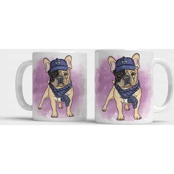 Hrnek s buldočkem Hipster - Modrá