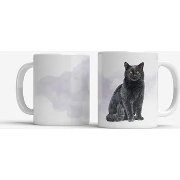 Hrnek s černou kočkou - Modrá