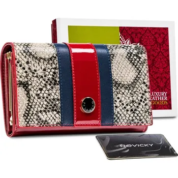 Peněženka Kožená dámská peněženka s motivem hadí kůže Barva: Červená