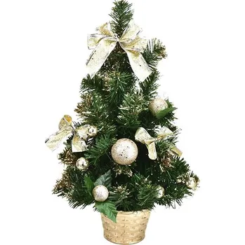 Vánoční stromek Umělý vánoční stromek v květináči zdobený šampaň 50 cm