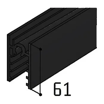 Nábytkové kování Profil S65 dolní černý (9005) - 2m