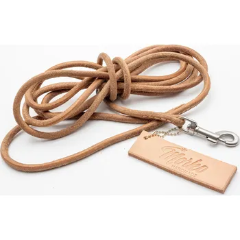 Vodítko pro psa Morko Kožená stopovačka 3 a 5 m – přírodní kůže 7 mm, karabina nerez délka: 5