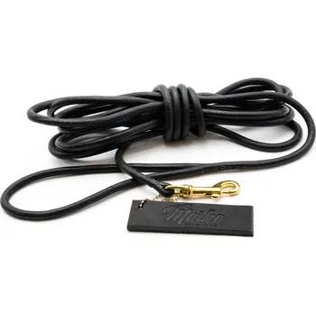 Vodítko pro psa Morko Kožená stopovačka 3 a 5 m – černá kůže 7 mm, karabina mosaz délka: 5