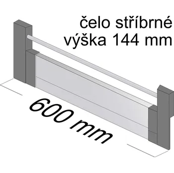 Nábytkové kování Hettich Čelo Atira/ InnoTech V144 mm šíře korpusu 600mm stříbrná