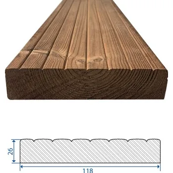 Lunawood Terasa prkno termo borovice hladká/drážkovaná 26x117x4200 - PR