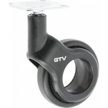 Nábytkové kování GTV Kolečko s plotničkou, výška 92,5 mm, průměr 60 mm, 30kg, bez brzdy, černé