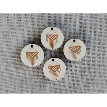 Dřevěný štítek 18 mm - MACRAMÉ - kulatý