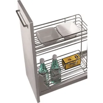 Nábytkové kování Inoxa Drátěný dvojkoš INOXA výsuv Hettich s tlumením 264 x 508 x 484 chrom (spodní výsuv) pro korpus 300 mm