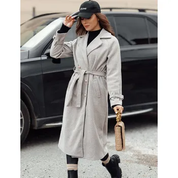 Dámský kabát Světle šedý dámský dlouhý oversize kabát CAMELLYN NY0744 Velikost: ONE SIZE