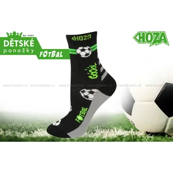 Dětské ponožky HOZA s elastanem - Fotbal - H1811 Barva: černá fosforová, Velikost: 23-26