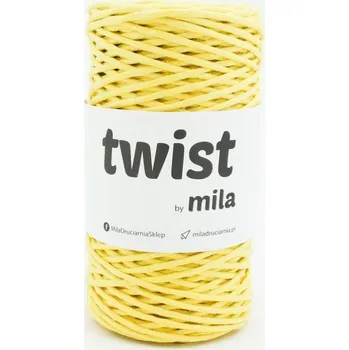 Příze Šňůra na macramé Mila TWIST 3mm - žlutá jasná (Rozčesatelná)