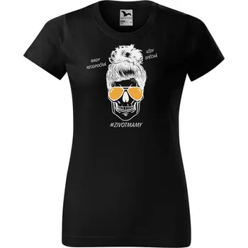 Dámské tričko DOBRÝ TRIKO Dámské tričko s potiskem Život mámy Barva: Černá, Velikost: 3XL