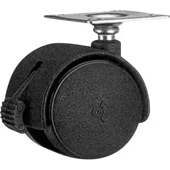 Nábytkové kování GTV Kolečko plastové a plotničkou 40 mm celková výška 55 mm 18 kg, s brzdou, černé