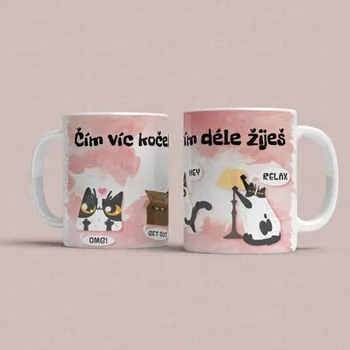 Hrnek Čím víc koček máš, tím déle žiješ - Modrá