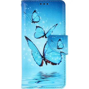 Pouzdro na mobilní telefon Pouzdro Samsung A13 knížkové Modří motýlci (kryt neboli obal na Samsung A13)