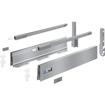 Hettich Atira boky v70mm l260mm + příchytky čela + krytky + příchytky zad v176mm + relingy stříbrné