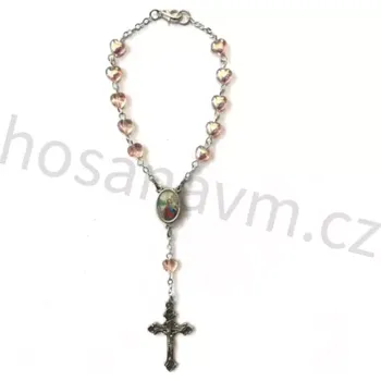 Růženec Růženec do auta – růžový, srdíčko