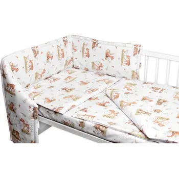 Povlečení Baby Nellys Mantinel s povlečením do postýlky 3dílná sada Roztomilá zvířátka Baby Nellys 120 x 90 cm