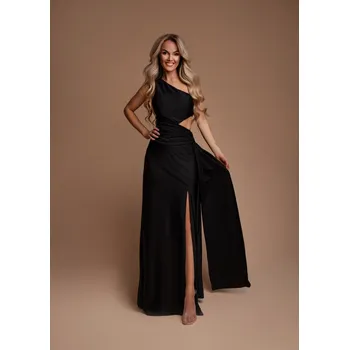 Dámské šaty Eva & Lola Eva&Lola šaty saténové nevšední střih černé 2435 Velikost: S / 36 / 04 / 08