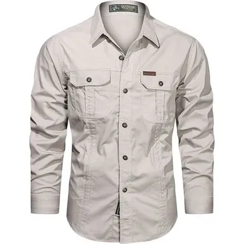 Pánská košile Taktická pánská košile military z bavlny Barva: Béžová, Velikost: 3XL