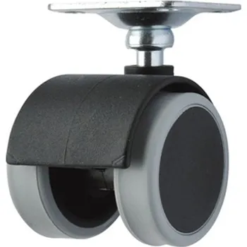 Nábytkové kování Kolečko O 50 mm černé/pryž s plotničkou