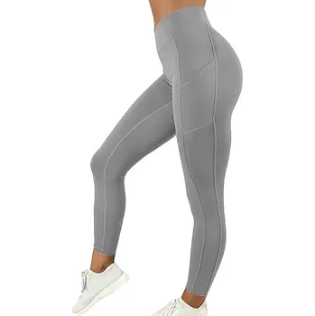 Dámské oblečení Elastické legíny Fitness s kapsou Barva: Šedá, Velikost: S