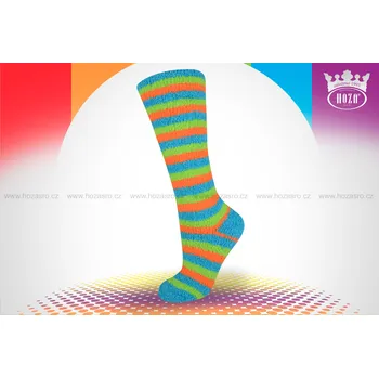 Dětské podkolenky HOZA ženilkové - pruhované - H4900 Barva: zelená tyrkysová oranžová, Velikost: 27-30