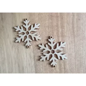 Vánoční dekorace Dřevěná vločka k zavěšení, průměr 5 cm