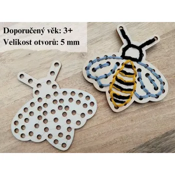Dřevěná včela na vyšití 10 x 10 cm
