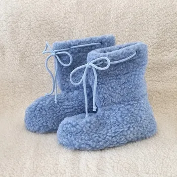 Dámská obuv Merino Televizní bačkory z ovčí vlny se šňůrkou - modré 36-37