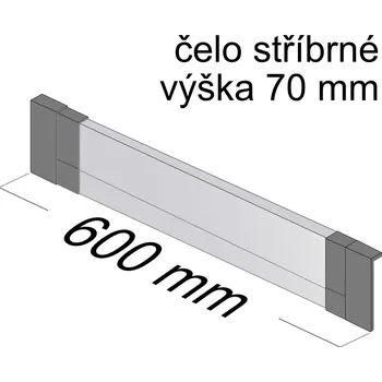 Nábytkové kování Hettich Čelo Atira/InnoTech V70 mm šíře korpusu 600mm stříbrná