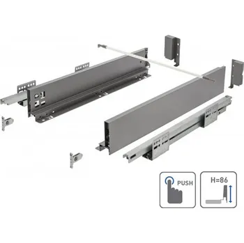 GTV Zásuvka AXIS PRO push to open pro otevření zásuvky 550mm antracit - nízká H84