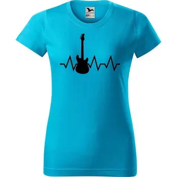 Dámské tričko DOBRÝ TRIKO Dámské tričko s potiskem Tep kytara Barva: Tyrkysová, Velikost: L