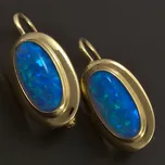 Goldpoint Zlaté náušnice s modrými oválnými opály Váha: 2.84 g