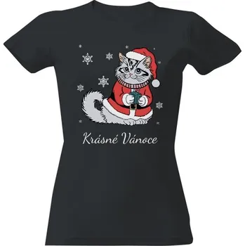 Dámské tričko Tričko s potiskem Krásné kočičí Vánoce dámské