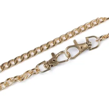 Řetěz na kabelky s reliéfem, s karabinou, zlatá, délka 120 cm, šířka 8mm