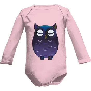 Kojenecký body Dětské body Long s potiskem Spící sovička dětské