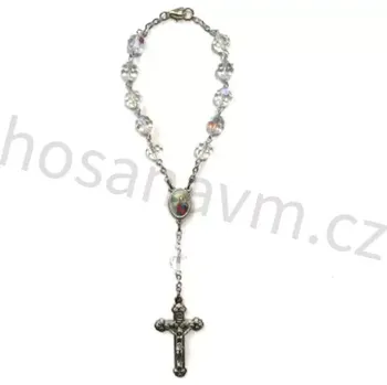 Růženec Růženec do auta – průhledný (S medailkou svatého Kryštofa a Panny Marie Svatohostýnské)