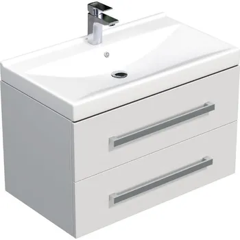 Koupelnový nábytek Koupelnová skříňka s umyvadlem SAT Cube Way 80x53x46 cm bílá lesk CUBE46802BIVER