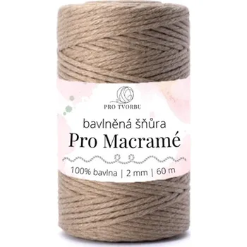 Příze bavlněná šňůra Pro Macramé – STANDARD COTTON 2mm / 50 m - béžová (Šňůra na macramé, 50 m)