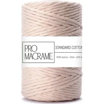 Příze bavlněná šňůra ProMacrame – STANDARD cotton 5 mm - délka 50 m - Tělová (Bavlněná šňůra na výrobu macramé, rozčesávací)