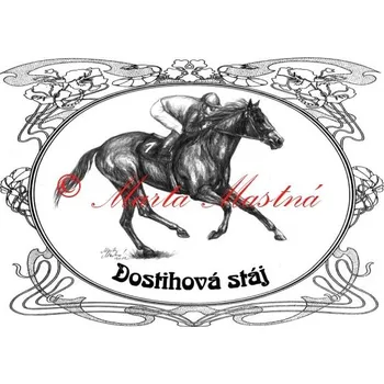 Cedulka plnokrevník, kůň, koně dostih - Bez samolepicí vrstvy