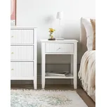 Noční stolek bílý dřevotříska 1 zásuvka úložný prostor skříňka stolek k posteli ložnice Beliani