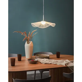 Osvětlení LED závěsná lampa bílá kovová akrylové stínidlo otevřený design pro 1 žárovku moderní glamour styl obývací pokoj jídelna Beliani