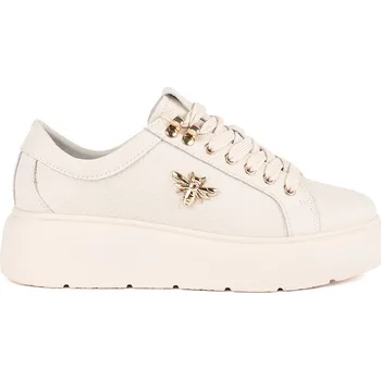 Dámské tenisky Smetanové kožené sneakersy na platformě GD-XF-161BE Velikost: 36