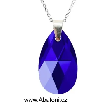 Náhrdelník Swarovski Elements Pear krystal 22mm - Stříbrný náhrdelník (přívěsek + řetízek) visací modrá slza, kapka 34252.3 Majestic Blue (modrá královská)