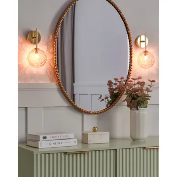 Svícen Sada 2 nástěnných světel růžová zlatá sklo kov průhledné stínidla glamour moderní styl obývací pokoj ložnice Beliani