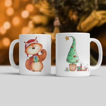 Hrnek Veverka a vánoční stromeček - Modrá