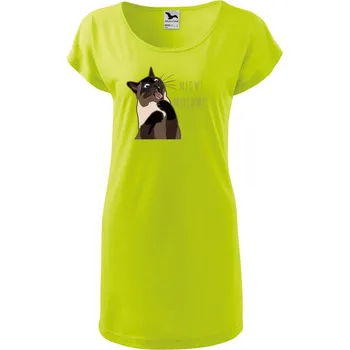 Dámské tričko DOBRÝ TRIKO Dámské tričko/šaty Naštvaná kočka Velikost: XS, Barva: Limetková