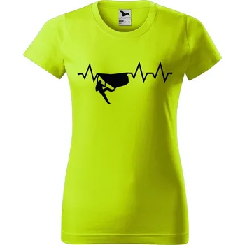 Dámské oblečení DOBRÝ TRIKO Dámské tričko s potiskem Tep horolezec Barva: Limetková, Velikost: S